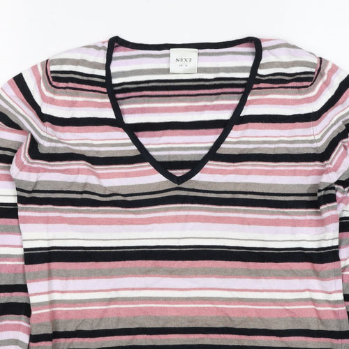 Next Women’s Multicoloured Stripe V-Neck Knit Jumper UK 14