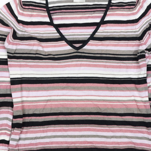 Next Women’s Multicoloured Stripe V-Neck Knit Jumper UK 14