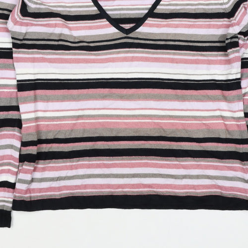 Next Women’s Multicoloured Stripe V-Neck Knit Jumper UK 14
