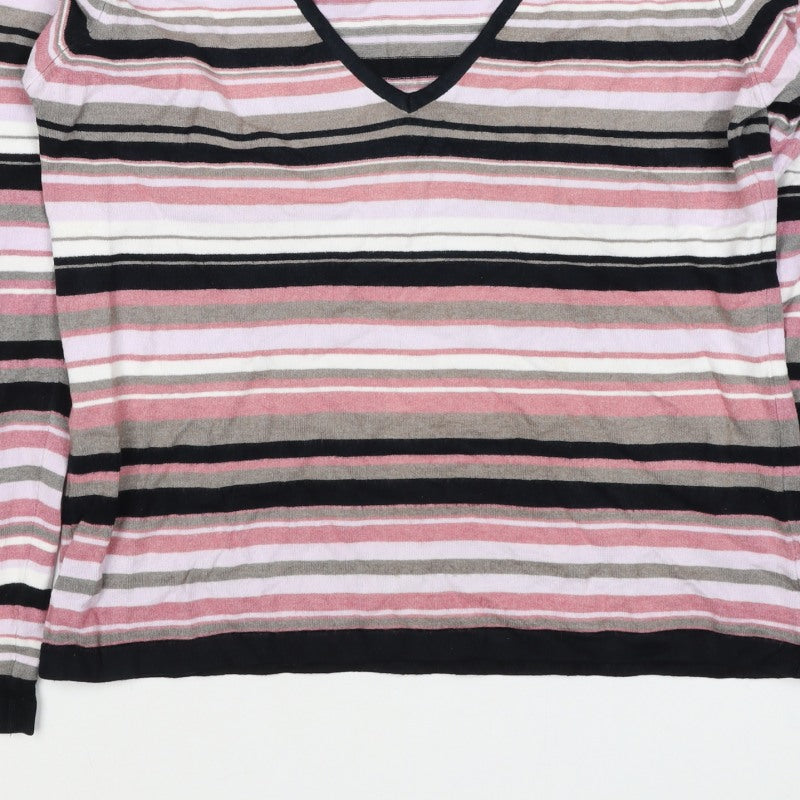 Next Women’s Multicoloured Stripe V-Neck Knit Jumper UK 14
