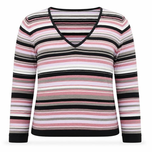 Next Women’s Multicoloured Stripe V-Neck Knit Jumper UK 14