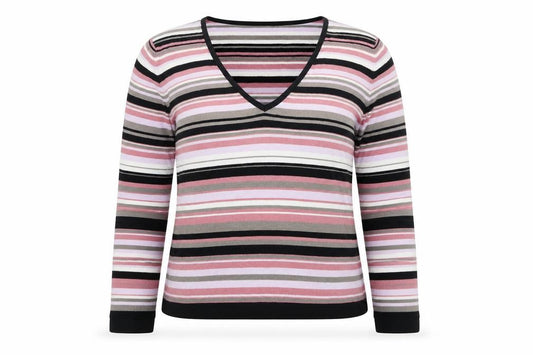 Next Women’s Multicoloured Stripe V-Neck Knit Jumper UK 14