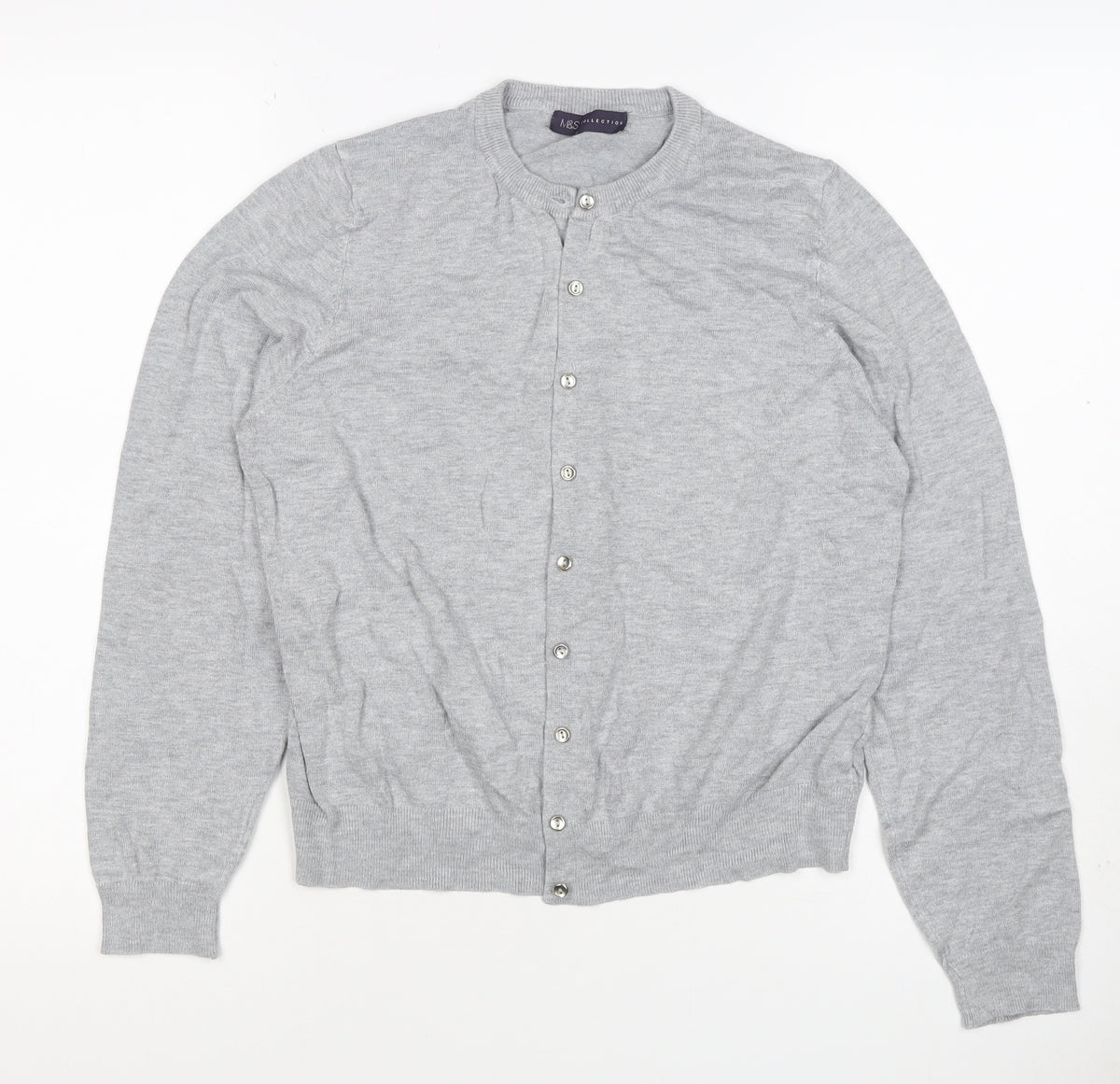 M&S Collection Women’s Grey UK 16 Button Front Knit Cardigan