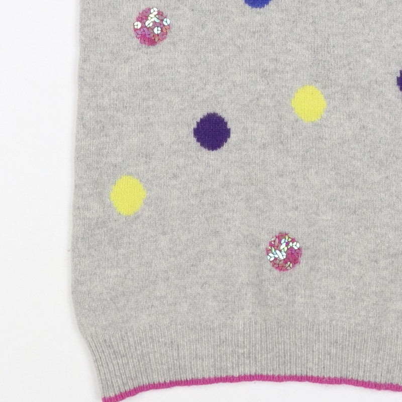 JJ Jeans Girls Grey Polka Dot Sequin Lambswool Angora Vest Age 11