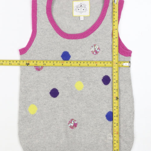 JJ Jeans Girls Grey Polka Dot Sequin Lambswool Angora Vest Age 11