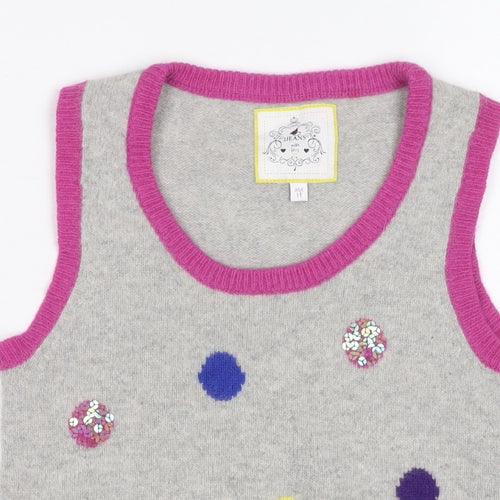 JJ Jeans Girls Grey Polka Dot Sequin Lambswool Angora Vest Age 11