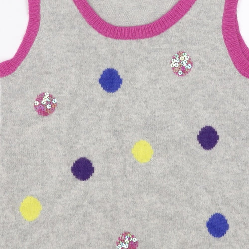 JJ Jeans Girls Grey Polka Dot Sequin Lambswool Angora Vest Age 11