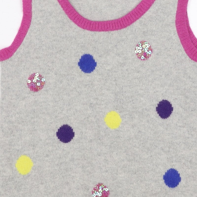 JJ Jeans Girls Grey Polka Dot Sequin Lambswool Angora Vest Age 11