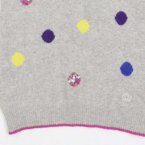 JJ Jeans Girls Grey Polka Dot Sequin Lambswool Angora Vest Age 11