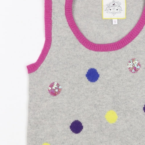 JJ Jeans Girls Grey Polka Dot Sequin Lambswool Angora Vest Age 11