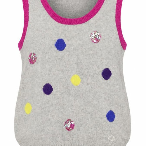 JJ Jeans Girls Grey Polka Dot Sequin Lambswool Angora Vest Age 11