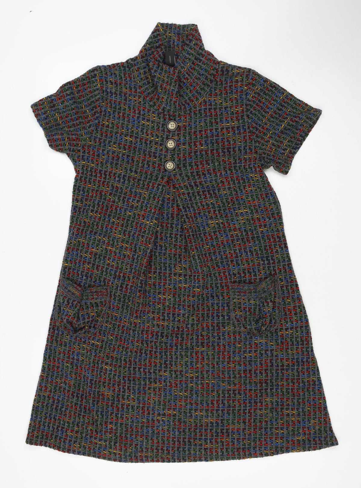 Izabel London Women’s Grey Multicolour Knit Jumper Dress UK 10