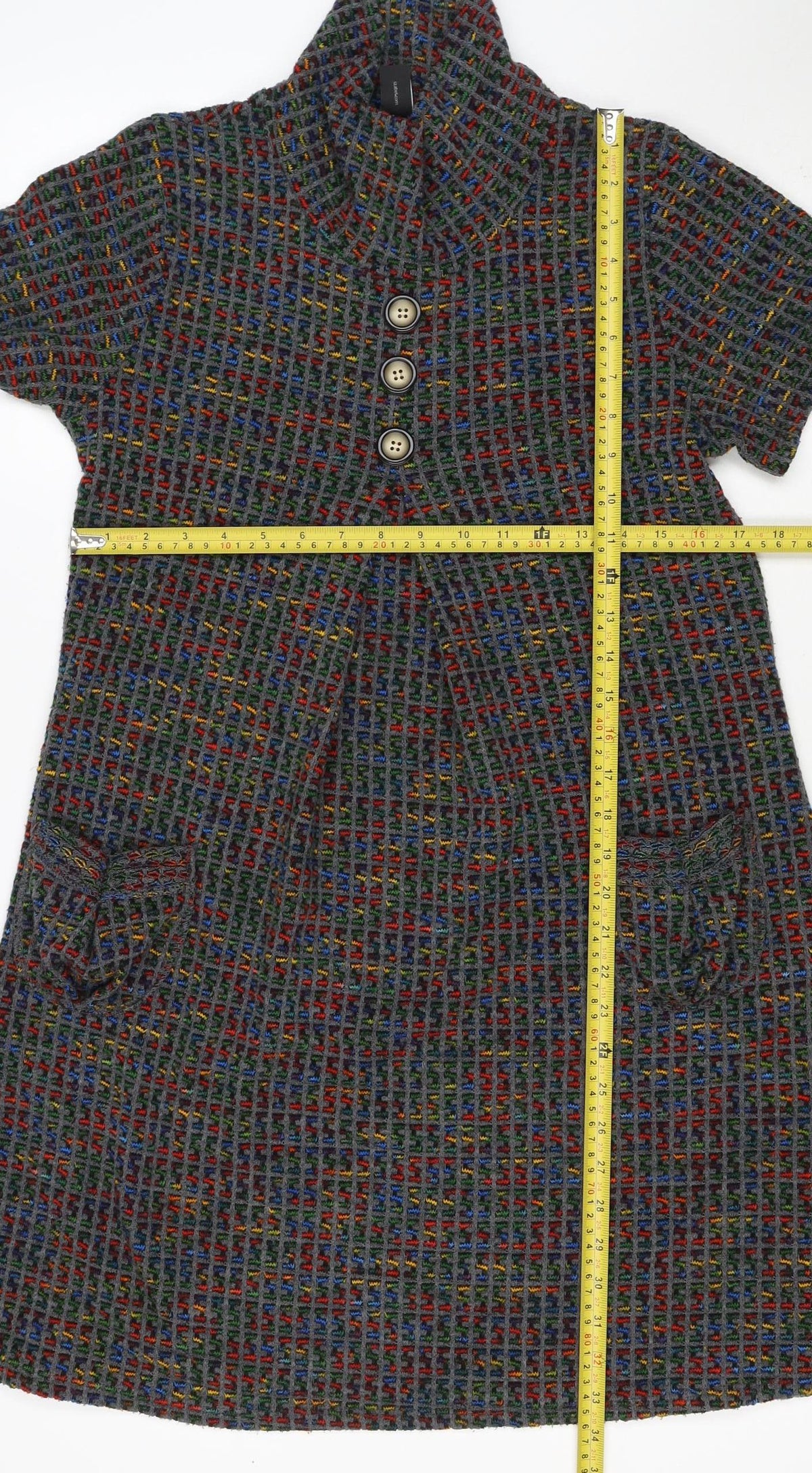 Izabel London Women’s Grey Multicolour Knit Jumper Dress UK 10