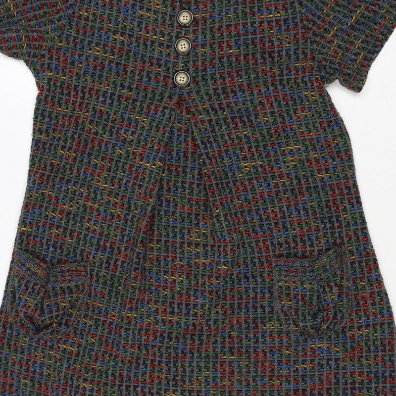 Izabel London Women’s Grey Multicolour Knit Jumper Dress UK 10