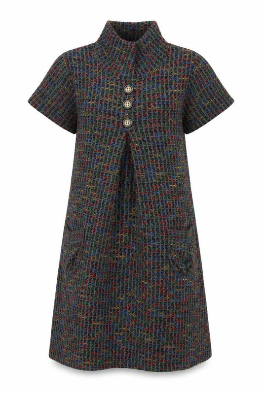 Front view of Izabel London Women’s Grey Multicolour Knit Jumper Dress UK 10