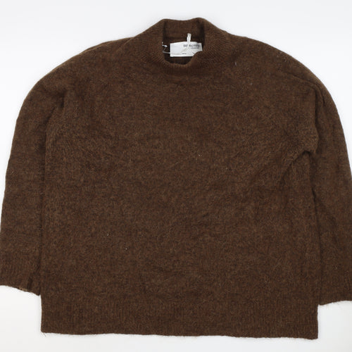 Selected Femme Women Brown L Wool Alpaca Blend Crew Neck Jumper