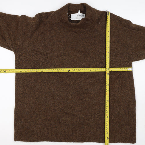 Selected Femme Women Brown L Wool Alpaca Blend Crew Neck Jumper