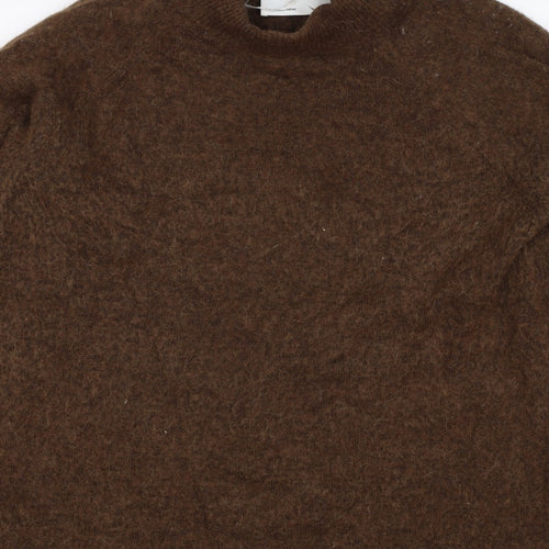 Selected Femme Women Brown L Wool Alpaca Blend Crew Neck Jumper