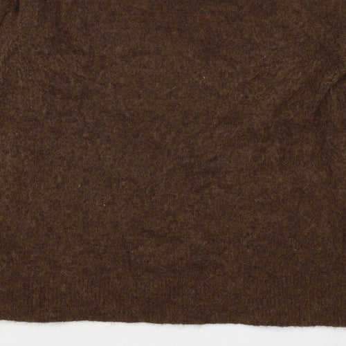 Selected Femme Women Brown L Wool Alpaca Blend Crew Neck Jumper