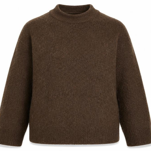 Selected Femme Women Brown L Wool Alpaca Blend Crew Neck Jumper