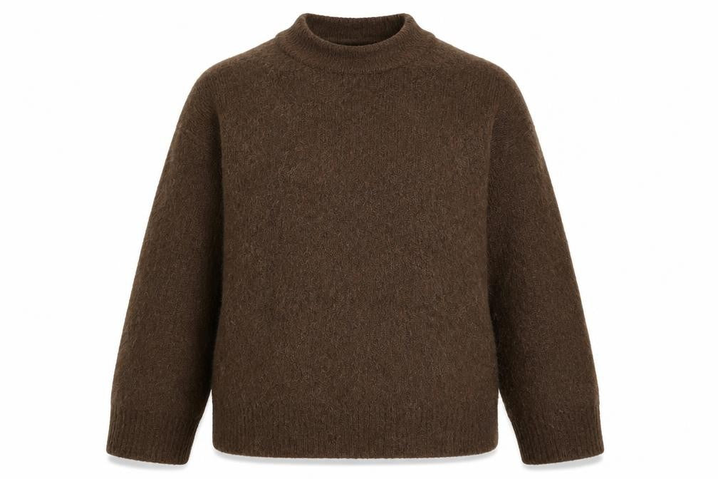 Selected Femme Women Brown L Wool Alpaca Blend Crew Neck Jumper
