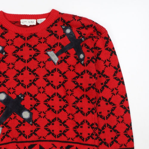 J.P. Val Women’s Red M Fair Isle Ski Pullover Wool Blend Vintage Jumper