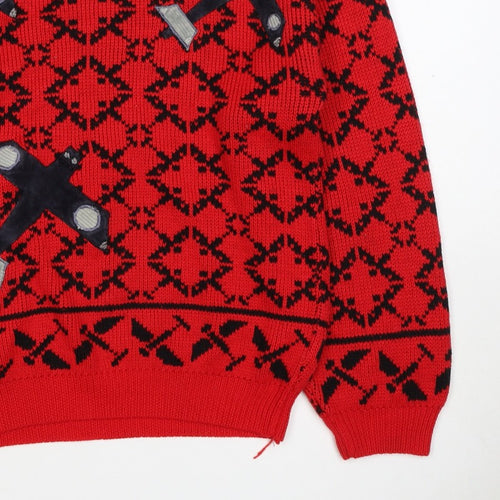 J.P. Val Women’s Red M Fair Isle Ski Pullover Wool Blend Vintage Jumper