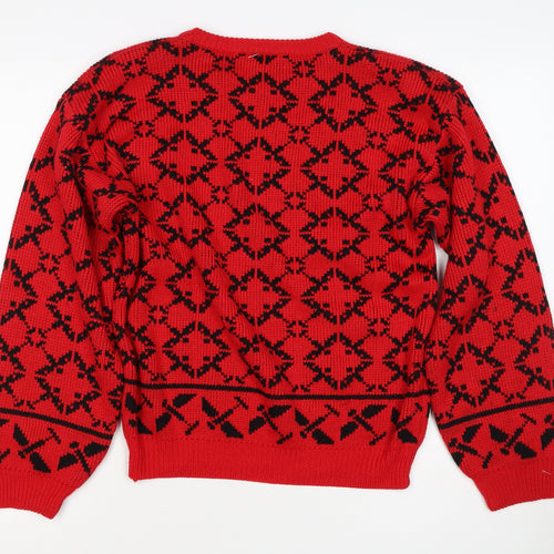 J.P. Val Women’s Red M Fair Isle Ski Pullover Wool Blend Vintage Jumper