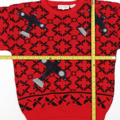 J.P. Val Women’s Red M Fair Isle Ski Pullover Wool Blend Vintage Jumper