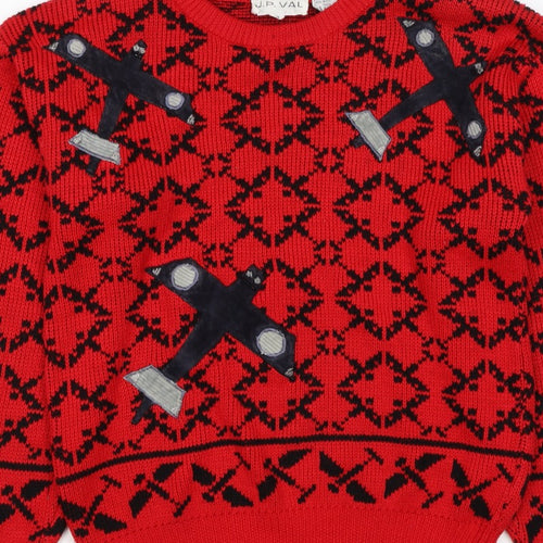 J.P. Val Women’s Red M Fair Isle Ski Pullover Wool Blend Vintage Jumper