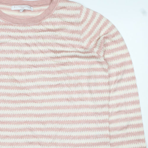 Next Women’s Pink Ivory Geometric Knit Crew Neck Jumper UK 16
