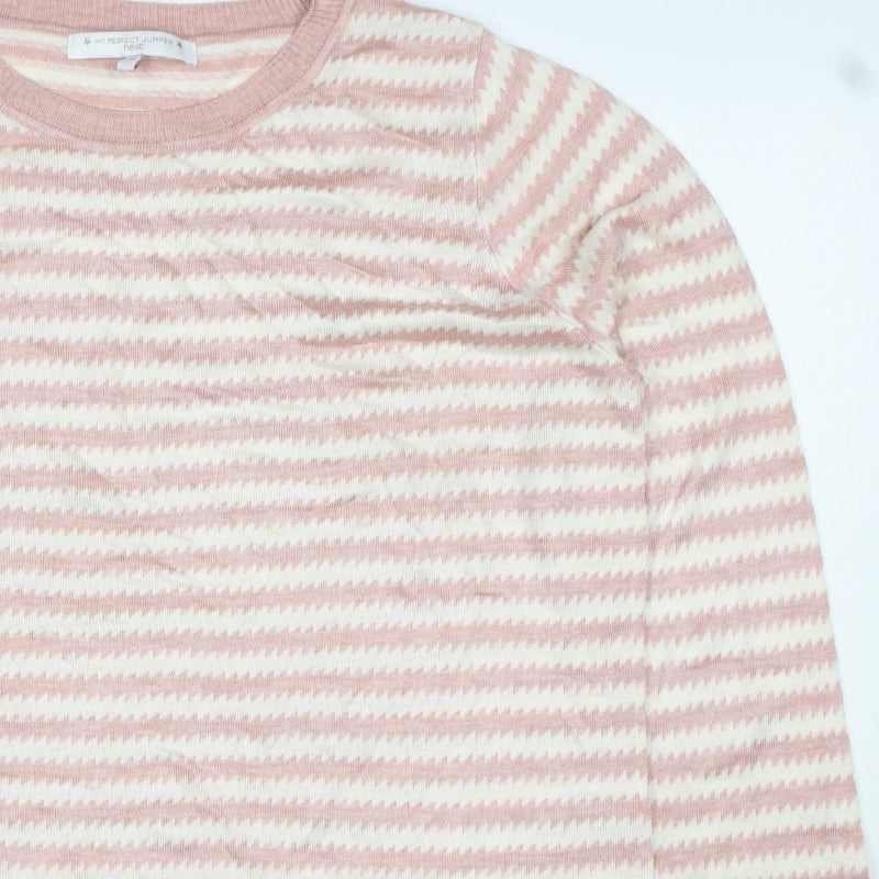 Next Women’s Pink Ivory Geometric Knit Crew Neck Jumper UK 16