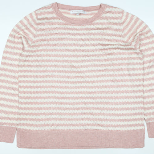 Next Women’s Pink Ivory Geometric Knit Crew Neck Jumper UK 16