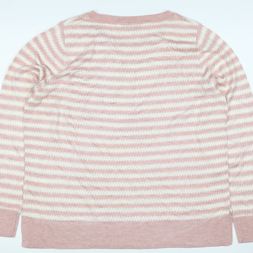 Next Women’s Pink Ivory Geometric Knit Crew Neck Jumper UK 16