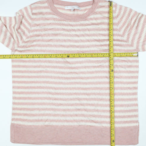 Next Women’s Pink Ivory Geometric Knit Crew Neck Jumper UK 16