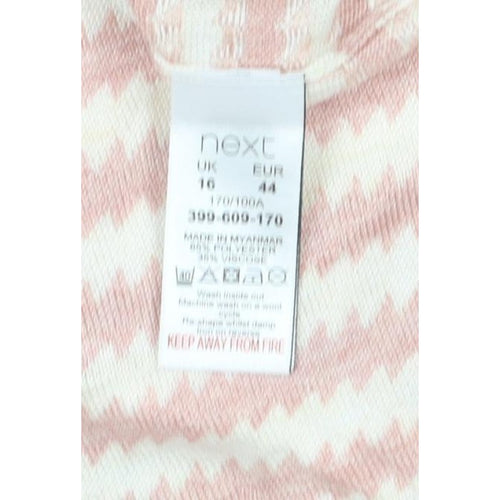Next Women’s Pink Ivory Geometric Knit Crew Neck Jumper UK 16