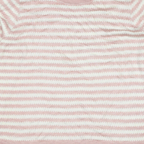 Next Women’s Pink Ivory Geometric Knit Crew Neck Jumper UK 16