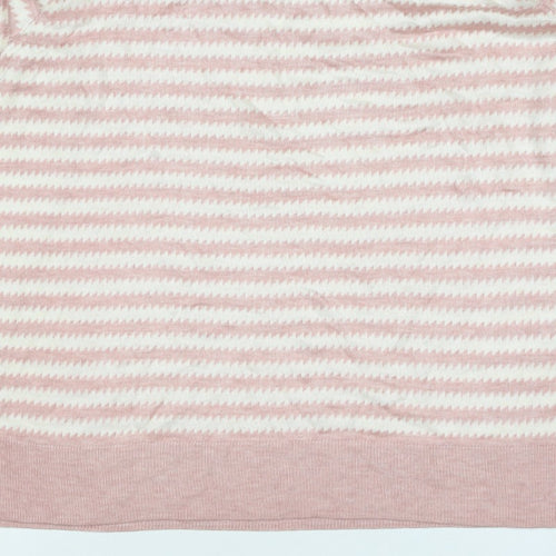 Next Women’s Pink Ivory Geometric Knit Crew Neck Jumper UK 16