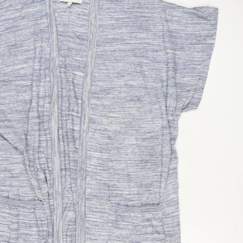 Next Women Blue Marl Open Cardigan UK 16 Long Sleeve V-Neck Pockets