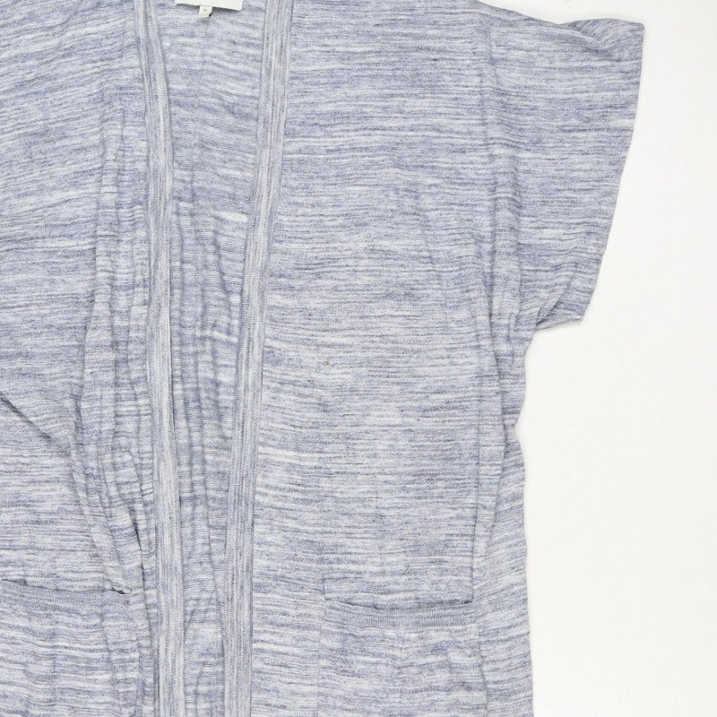 Next Women Blue Marl Open Cardigan UK 16 Long Sleeve V-Neck Pockets