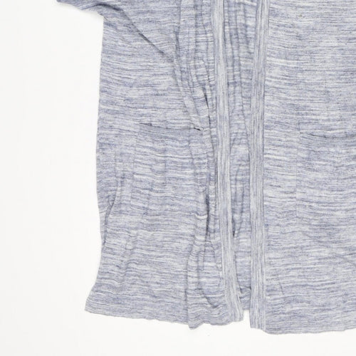 Next Women Blue Marl Open Cardigan UK 16 Long Sleeve V-Neck Pockets