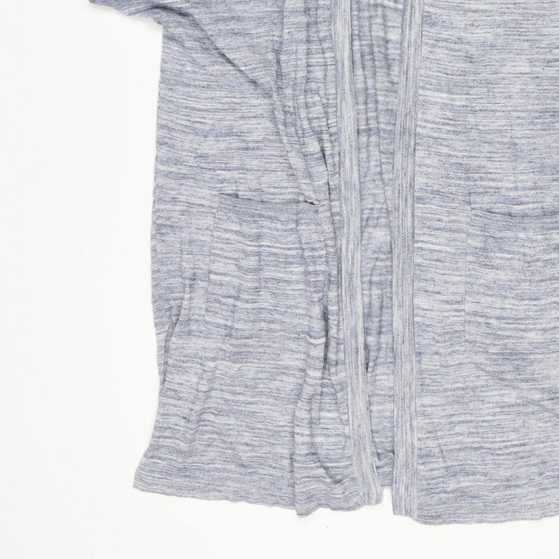 Next Women Blue Marl Open Cardigan UK 16 Long Sleeve V-Neck Pockets