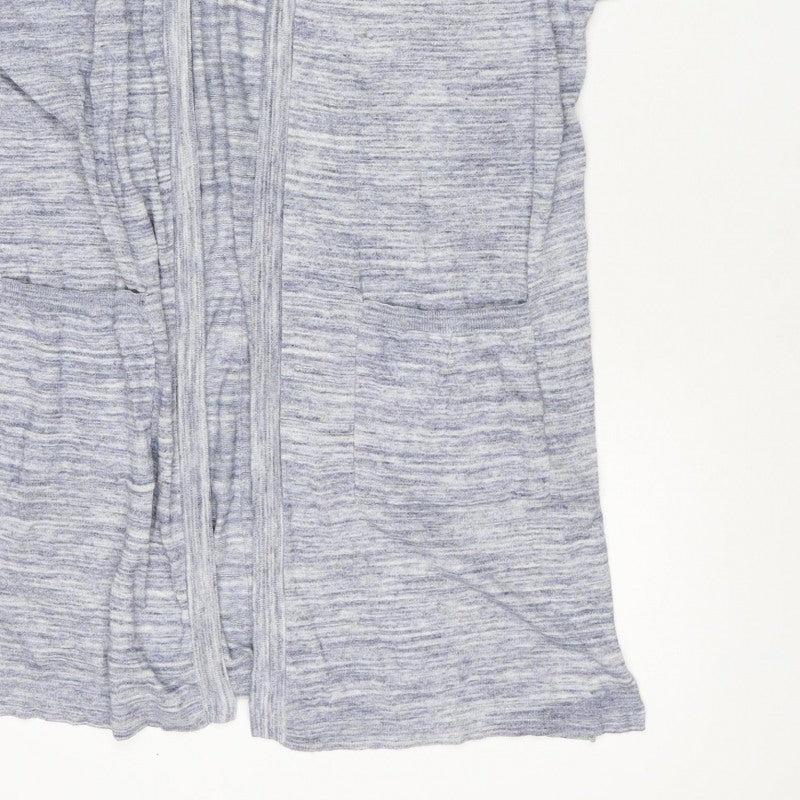 Next Women Blue Marl Open Cardigan UK 16 Long Sleeve V-Neck Pockets