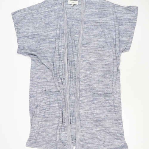 Next Women Blue Marl Open Cardigan UK 16 Long Sleeve V-Neck Pockets