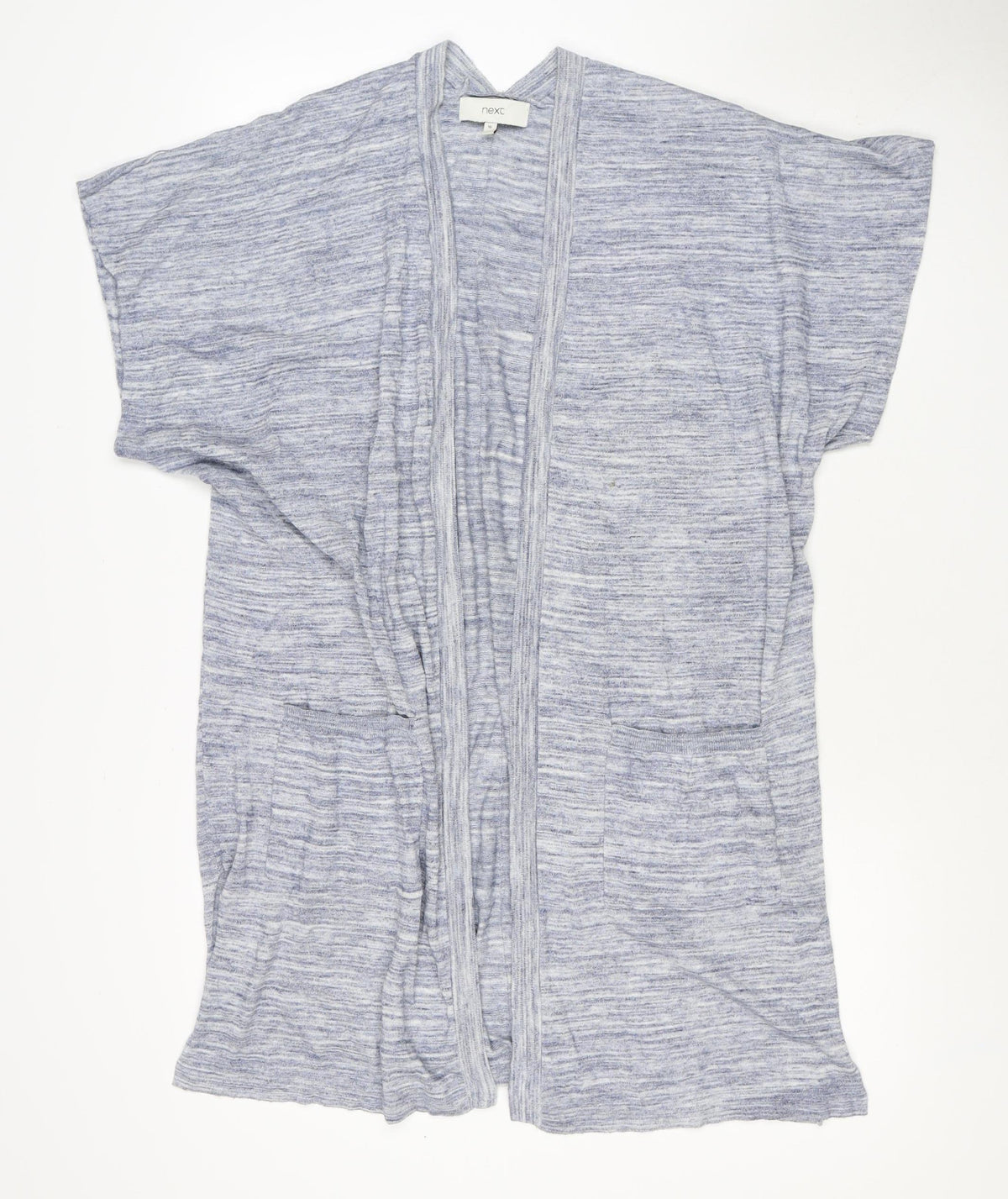 Next Women Blue Marl Open Cardigan UK 16 Long Sleeve V-Neck Pockets
