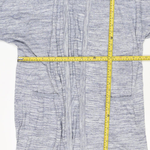 Next Women Blue Marl Open Cardigan UK 16 Long Sleeve V-Neck Pockets