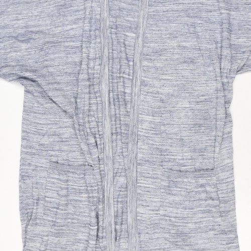 Next Women Blue Marl Open Cardigan UK 16 Long Sleeve V-Neck Pockets