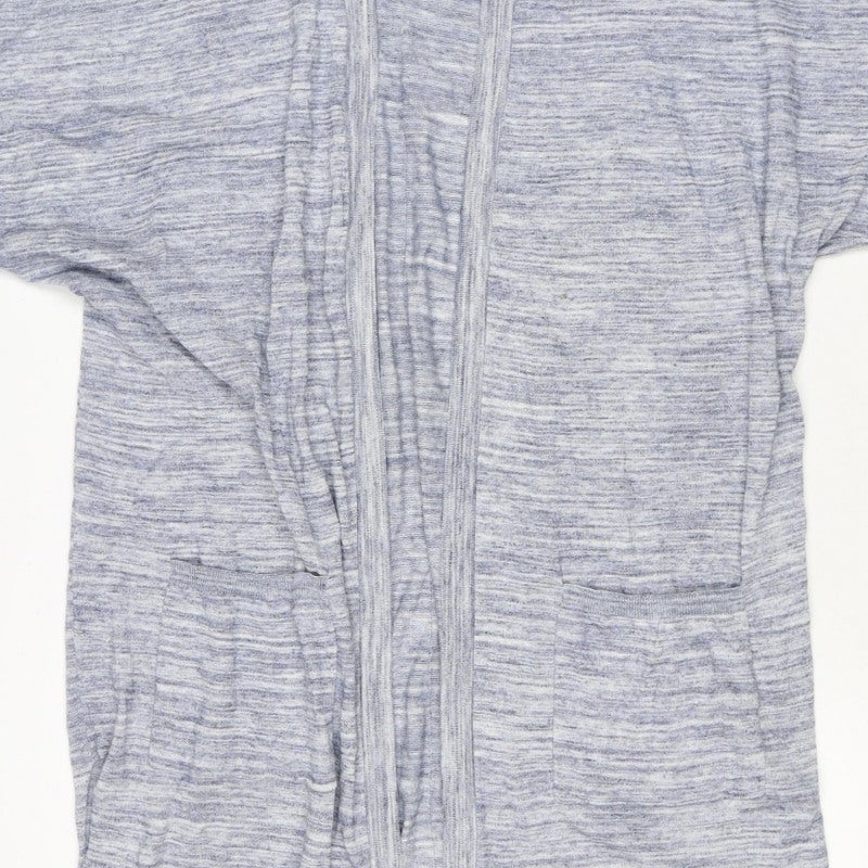 Next Women Blue Marl Open Cardigan UK 16 Long Sleeve V-Neck Pockets