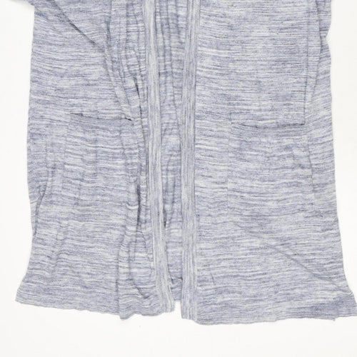 Next Women Blue Marl Open Cardigan UK 16 Long Sleeve V-Neck Pockets