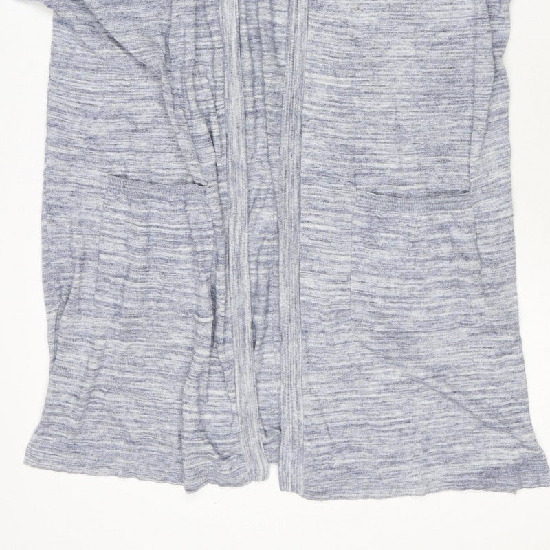 Next Women Blue Marl Open Cardigan UK 16 Long Sleeve V-Neck Pockets